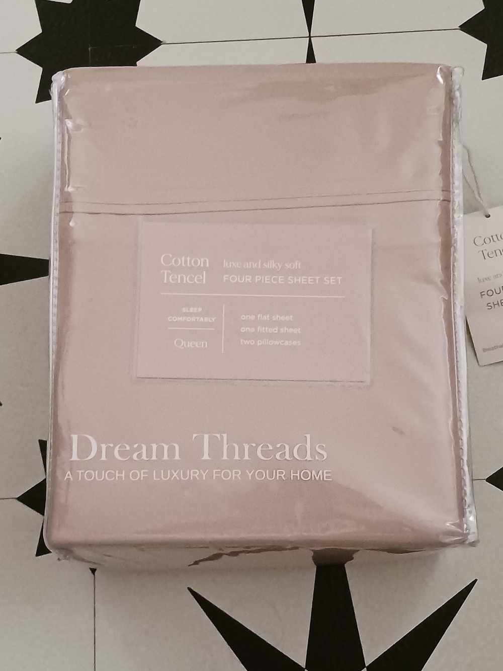 Dream Threads Cotton Tencel Four-Piece Sheet Set - Blush, Pink Sand